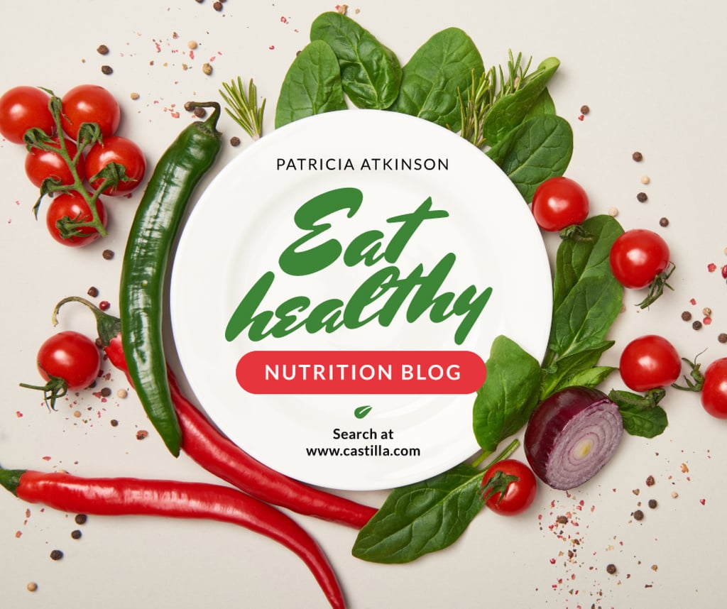 Nutrition Blog Promotion Healthy Vegetables Frame Facebook Tasarım Şablonu