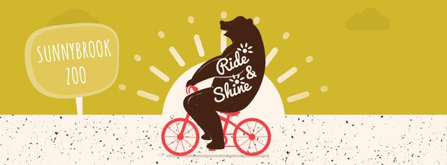 Bear riding on bicycle Facebook Video cover – шаблон для дизайна