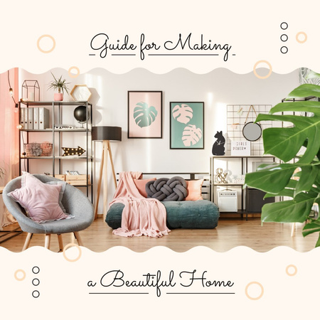 Cozy modern Room Interior Instagram Design Template