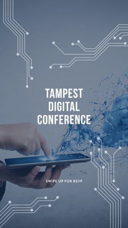 Technology Conference with Man using Tablet Instagram Story Design Template