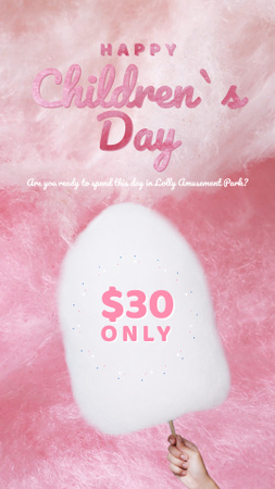Platilla de diseño Children's Day Offer Hand Holding Cotton Candy Instagram Video Story