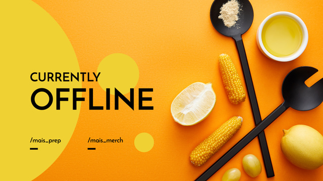 Cooking Blog ad with Vegetables Twitch Offline Banner Design Template