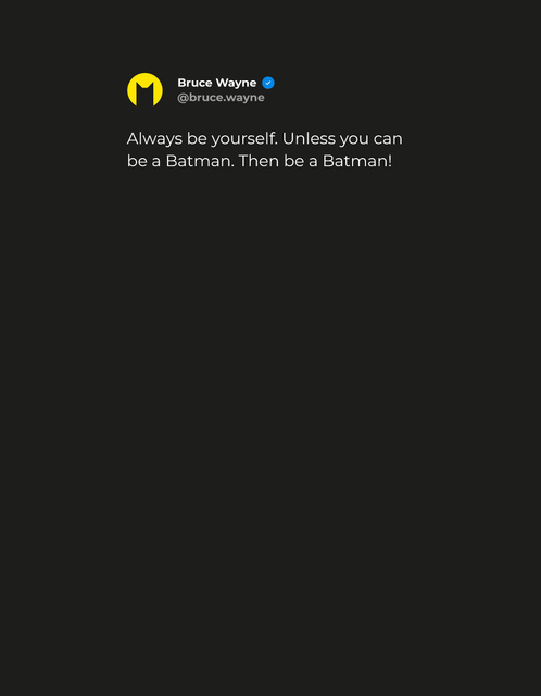 Inspirational Quote with Batman's Sign T-Shirt Πρότυπο σχεδίασης