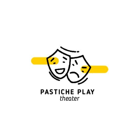 Play Announcement with Theatrical Masks Animated Logo Design Template