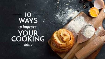 Modèle de visuel Cooking Skills courses with baked bun - Title
