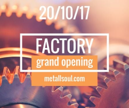 Factory Opening Announcement Mechanism Cogwheels Medium Rectangle Design Template