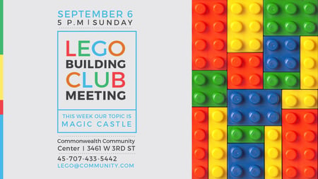 Ontwerpsjabloon van Title van Lego Building Club meeting Constructor Bricks