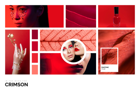 Creative Makeup inspiration in Red Mood Board Tasarım Şablonu