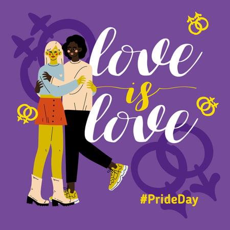Two women hugging on Pride Day Instagram Design Template