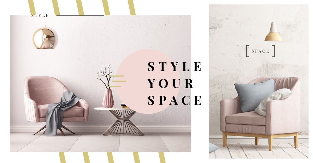 Cozy Modern Interior in Pink Facebook AD Modelo de Design