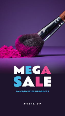 Designvorlage Makeup Sale with brush and powder für Instagram Story