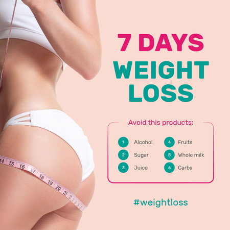 Weight Loss Program Ad with Slim Female Body Instagram Design Template