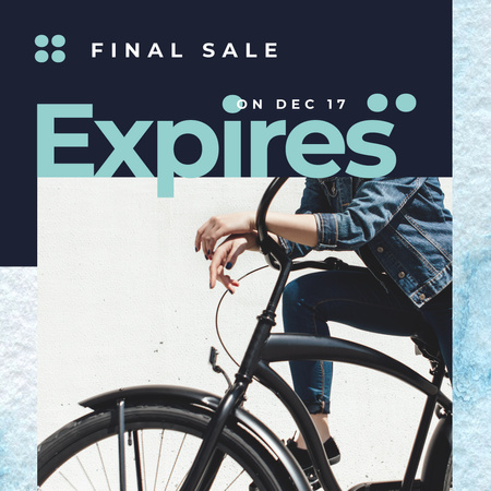 Sale Ad with Girl by black bicycle Instagram tervezősablon