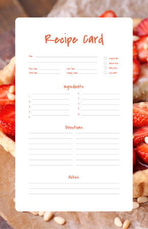 Sweet Strawberry Pie Recipe Card Modelo de Design