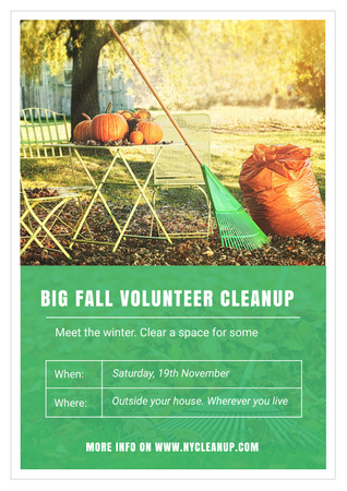 Big fall volunteer cleanup Poster – шаблон для дизайну