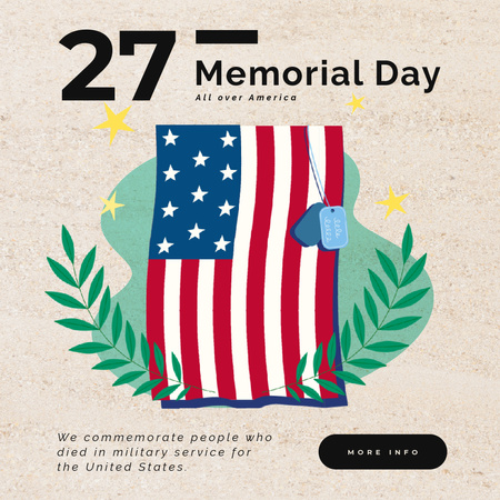 Szablon projektu USA Memorial Day Waving Flag Animated Post