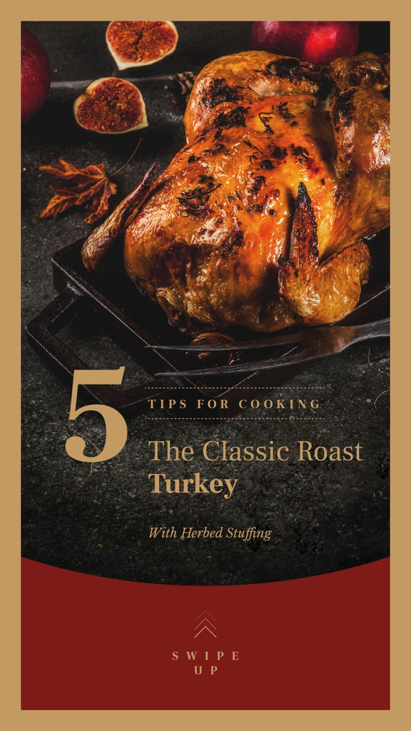 Roasted whole turkey on Thanksgiving Instagram Story Design Template