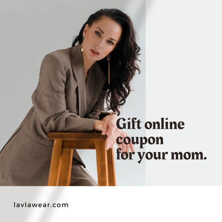 Mother's Day Offer with Stylish Woman posing on chair Animated Post tervezősablon