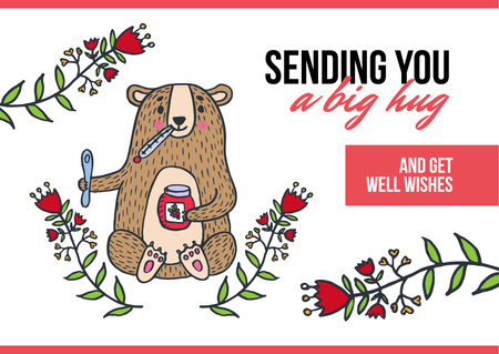 Teddy bear with thermometer Postcard – шаблон для дизайну
