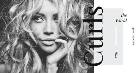 Plantilla de diseño de Curls Care Tips with Woman with Messy Hair Facebook AD 