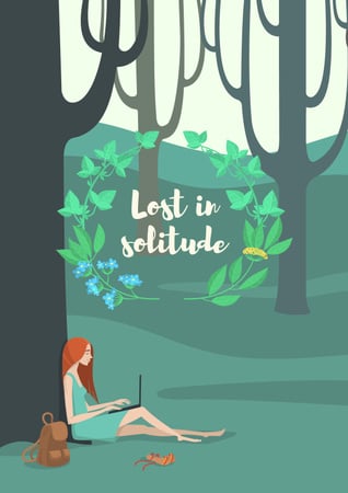 Modèle de visuel Lost in solitude illustration - Poster