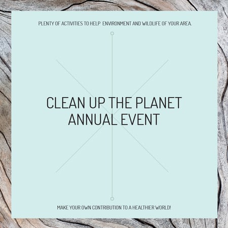 Ecological event announcement on wooden background Instagram AD Design Template