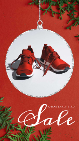 Xmas Offer Sport Shoes in Red Instagram Video Story Design Template