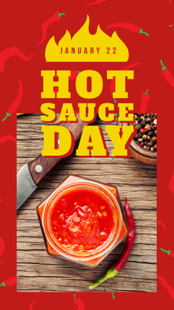 Plantilla de diseño de Hot chili sauce day on red Instagram Story 