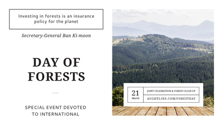 Designvorlage International Day of Forests Event Scenic Mountains für Title