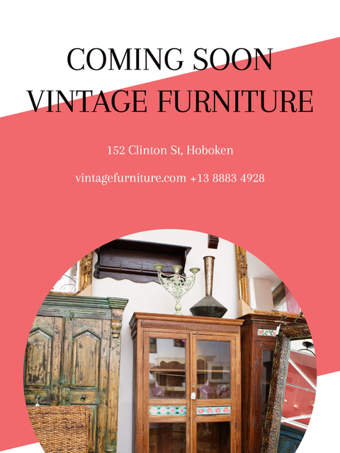 Platilla de diseño Vintage Furniture Shop Ad Antique Cupboard Poster US