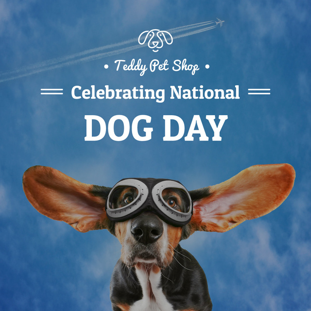 Funny Pet in glasses in Dog Day Instagram AD Design Template