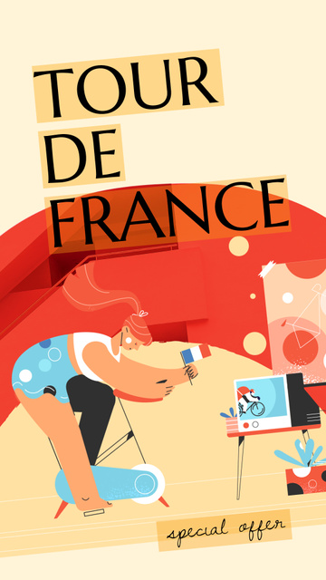 Tour De France Offer Girl on Bicycle Instagram Video Story Modelo de Design