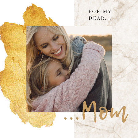 Mother's Day Greeting Mom Hugging Daughter Instagram tervezősablon