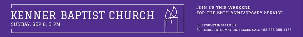 Invitation to Visit Baptist Church on Purple Leaderboard Design Template