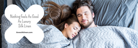 Bed Linen ad with Couple sleeping in bed Tumblr Design Template