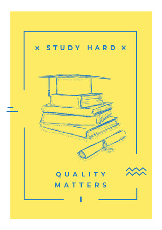 Modèle de visuel Stack of books with graduation hat - Poster