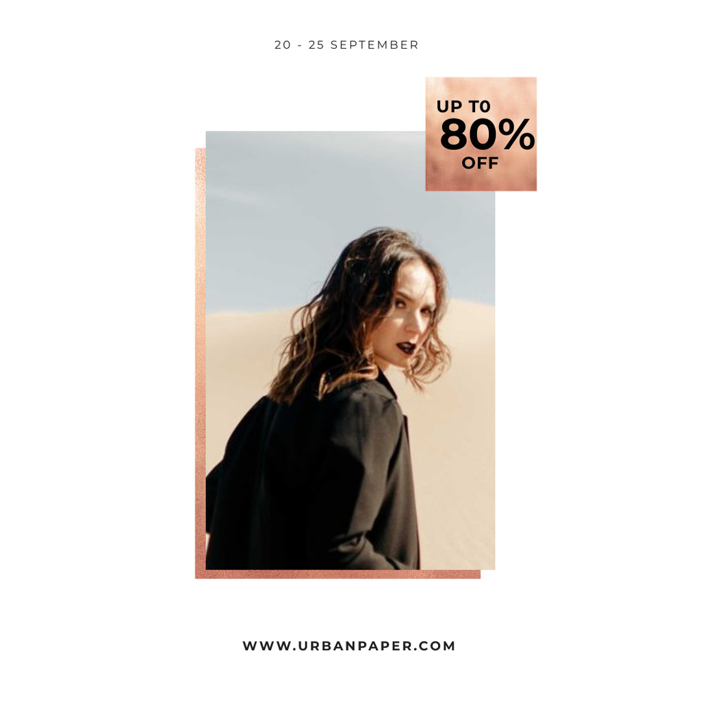 Special Fashion Sale with Woman in black coat Instagram Design Template