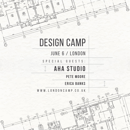 Design camp Ad with Blueprints Instagram Šablona návrhu