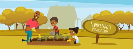 Template di design Kids and father working in garden Facebook Video cover