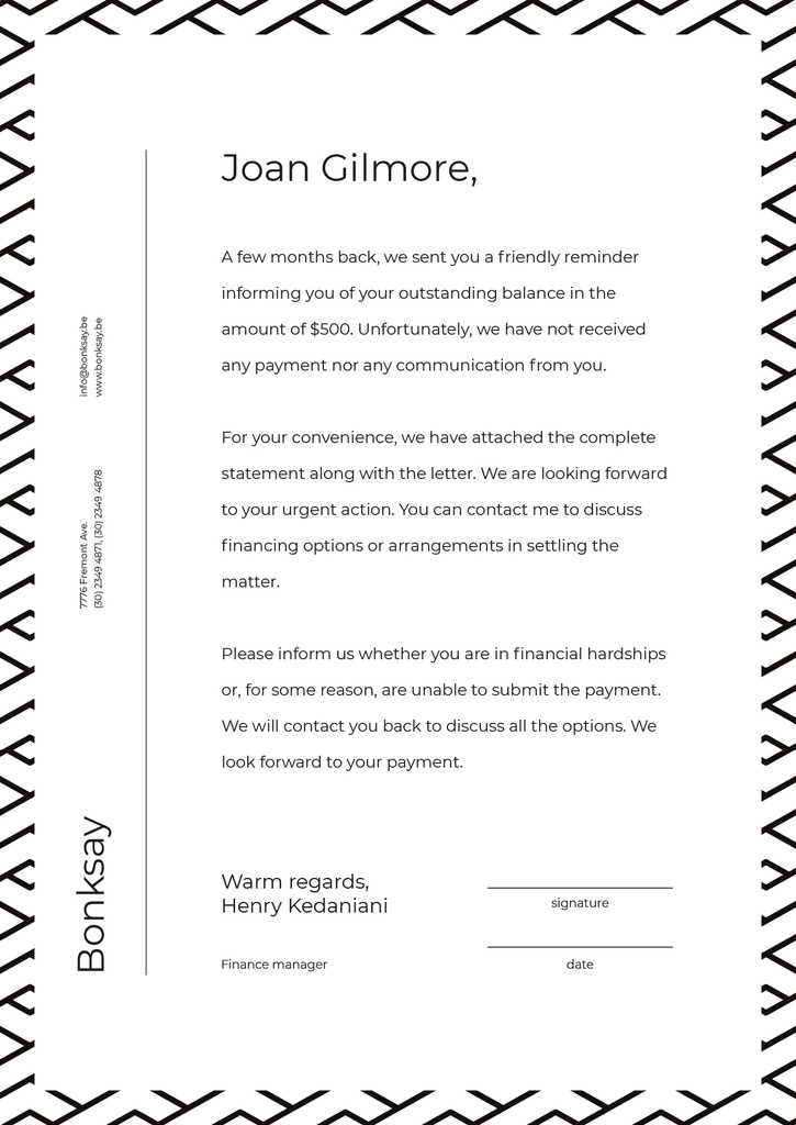 Payment official notification Letterhead Modelo de Design