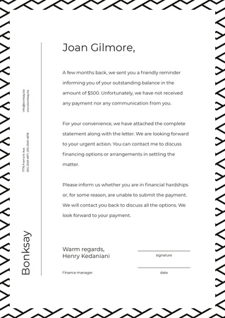Payment official notification Letterhead Tasarım Şablonu