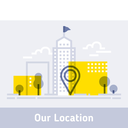 Platilla de diseño City navigation icon with Map Mark Animated Post
