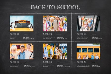 Students by yellow School Bus Storyboard Design Template