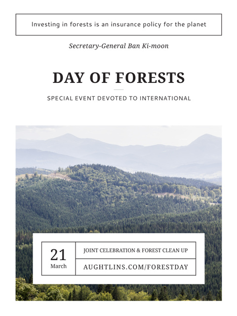 International Day of Forests Event Scenic Mountains Poster US Modelo de Design