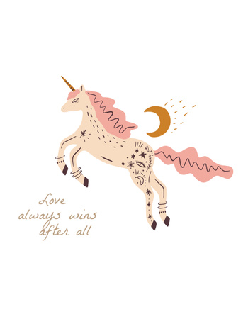 Cute Pink Unicorn with Quote T-Shirt Design Template