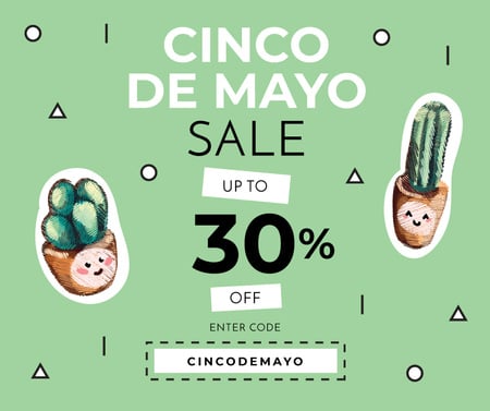 Designvorlage Cinco de Mayo Cactus sale für Facebook