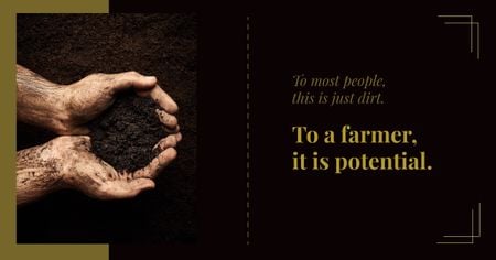 Plantilla de diseño de Agricultor sosteniendo el suelo en las manos Facebook AD 