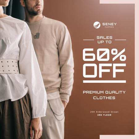 Fashion Ad Couple in Light Clothes Instagram Design Template