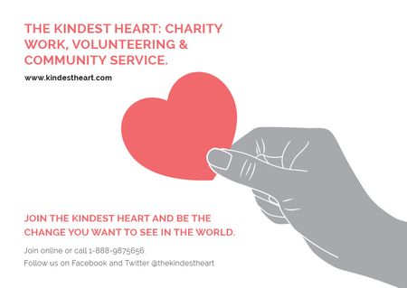 Charity event Hand holding Heart in Red Postcard Modelo de Design