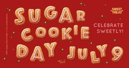 Ontwerpsjabloon van Facebook AD van Sugar Cookie Day Invitation in Red